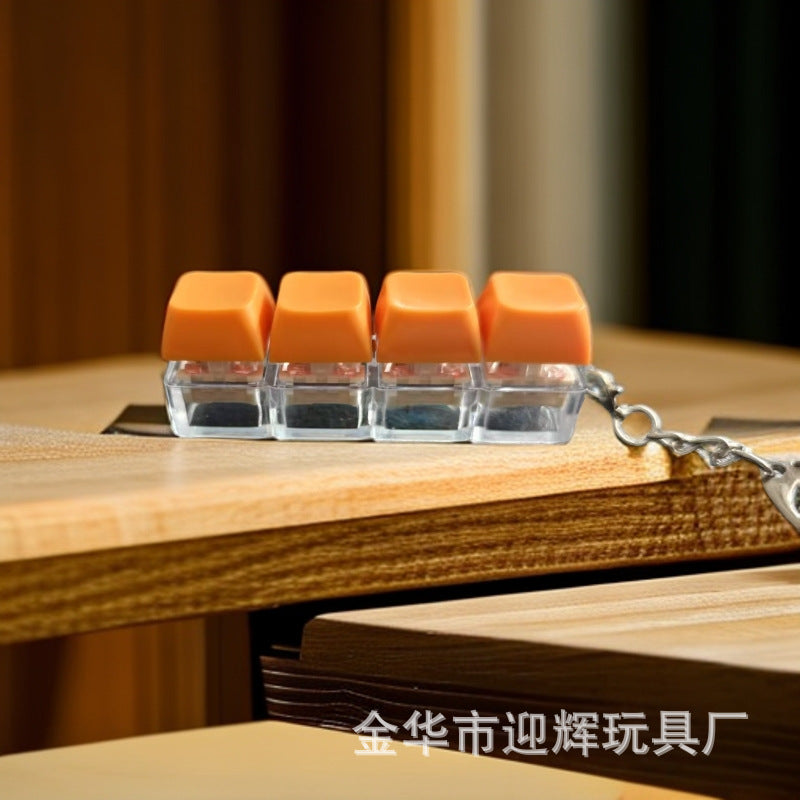 Stress Relief One-Line Four-Key Mechanical Keyboard Switch Tester Macaron Finger Squeeze Stress Relief Keychain