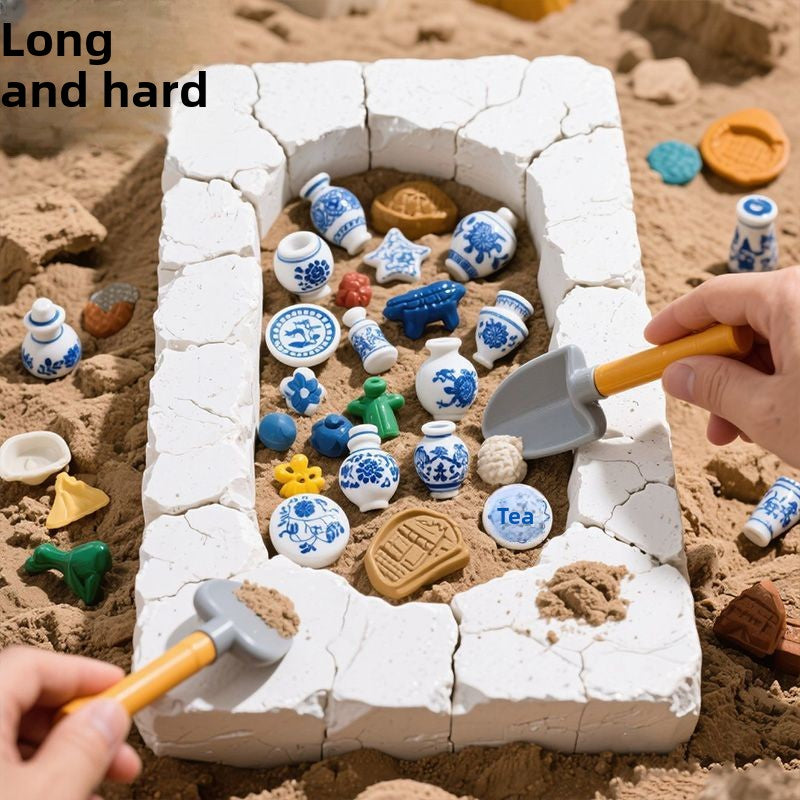 Blue and White Porcelain Treasure Dig Kit - Girls DIY Traditional Culture Archaeological Blind Box Gift