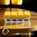 Stress Relief One-Line Four-Key Mechanical Keyboard Switch Tester Macaron Finger Squeeze Stress Relief Keychain
