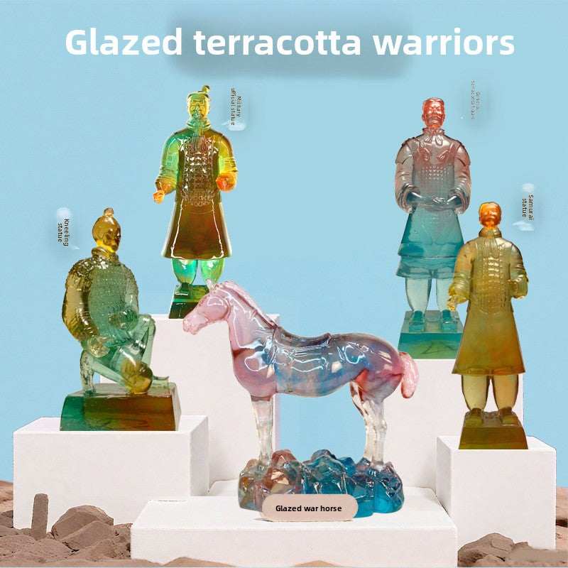 Qin Yong Terra Cotta Warriors and Horses Glazed Generals Kneeling Archers Official Figures Archaeological Model Set for Kids Educational Toy Collection