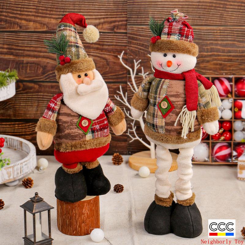 Jingchen Cross-Border Christmas Retractable Doll Window Display Santa Claus Snowman Standing Doll Holiday Decoration