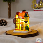 Cross-Border New Christmas Decorations Resin Christmas Small House Micro Landscape Luminous Snow House Ornaments Christmas Gifts