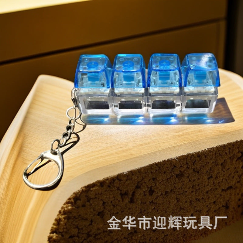 Stress Relief One-Line Four-Key Mechanical Keyboard Switch Tester Macaron Finger Squeeze Stress Relief Keychain