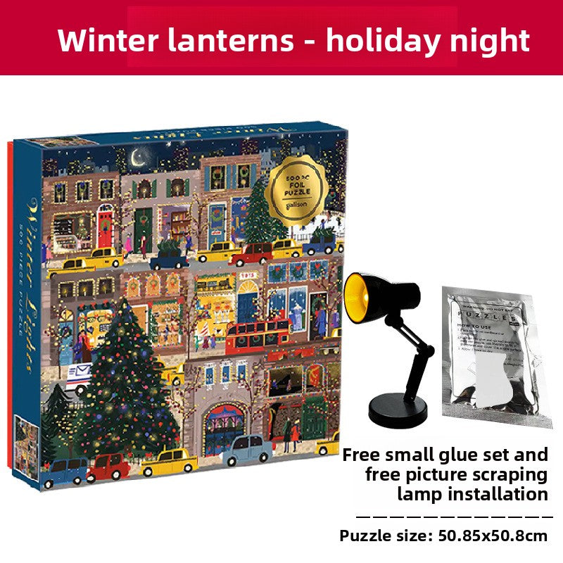 High Quality Galison Christmas Night 500 Piece Winter Lights Puzzle Adult Stress Relief Puzzle Christmas Gift