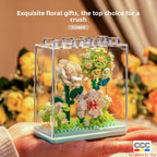 Cross-Border Building Blocks Eternal Flower Transparent Building Blocks Display Cover Home Decoration Desktop Trendy Assembly Toys Gift Wholesale