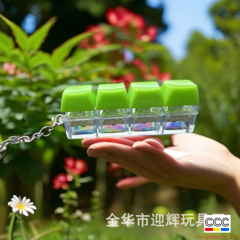 Stress Relief One-Line Four-Key Mechanical Keyboard Switch Tester Macaron Finger Squeeze Stress Relief Keychain