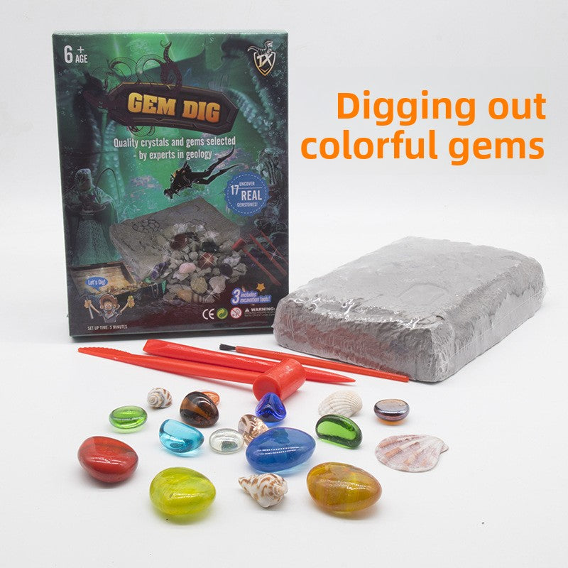 Colorful Gem & Dinosaur Fossil Archaeological Dig Blind Box - Kids DIY Educational Toy