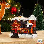 Cross-Border New Christmas Decorations Resin Christmas Small House Micro Landscape Luminous Snow House Ornaments Christmas Gifts