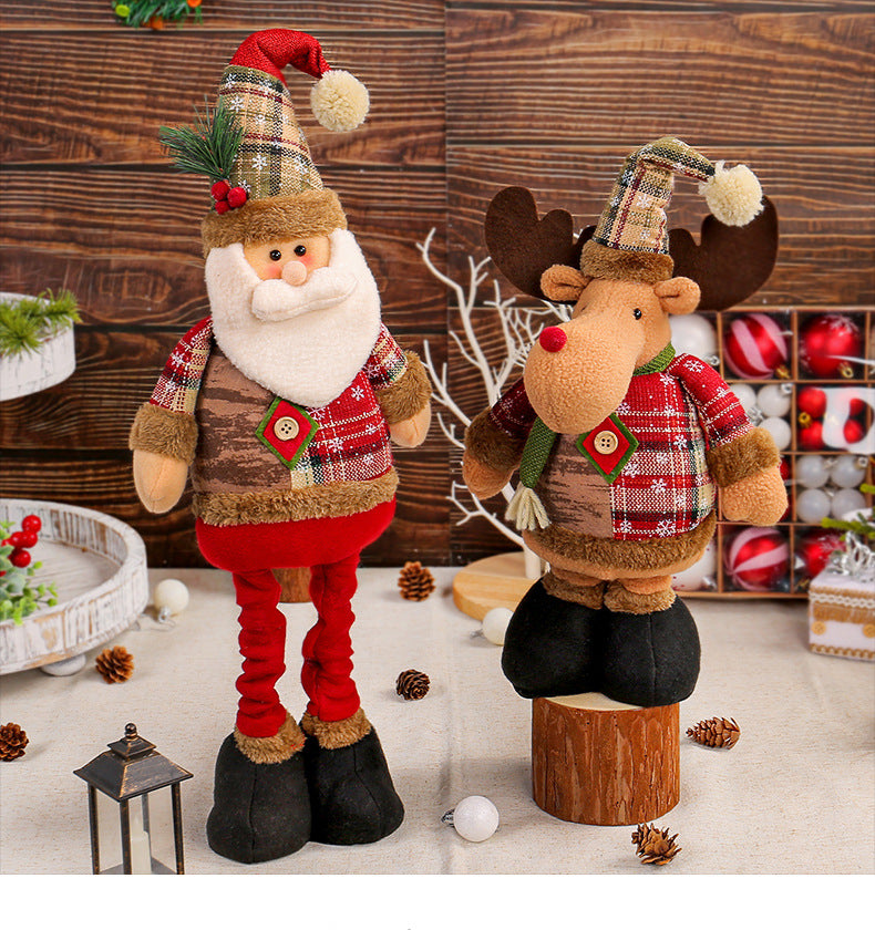 Jingchen Cross-Border Christmas Retractable Doll Window Display Santa Claus Snowman Standing Doll Holiday Decoration