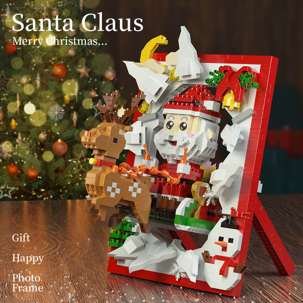 Creative Diy2025 Decorations Cross-Border Christmas Building Block Toys Children's Christmas Gifts 3D Santa Claus Photo Frame