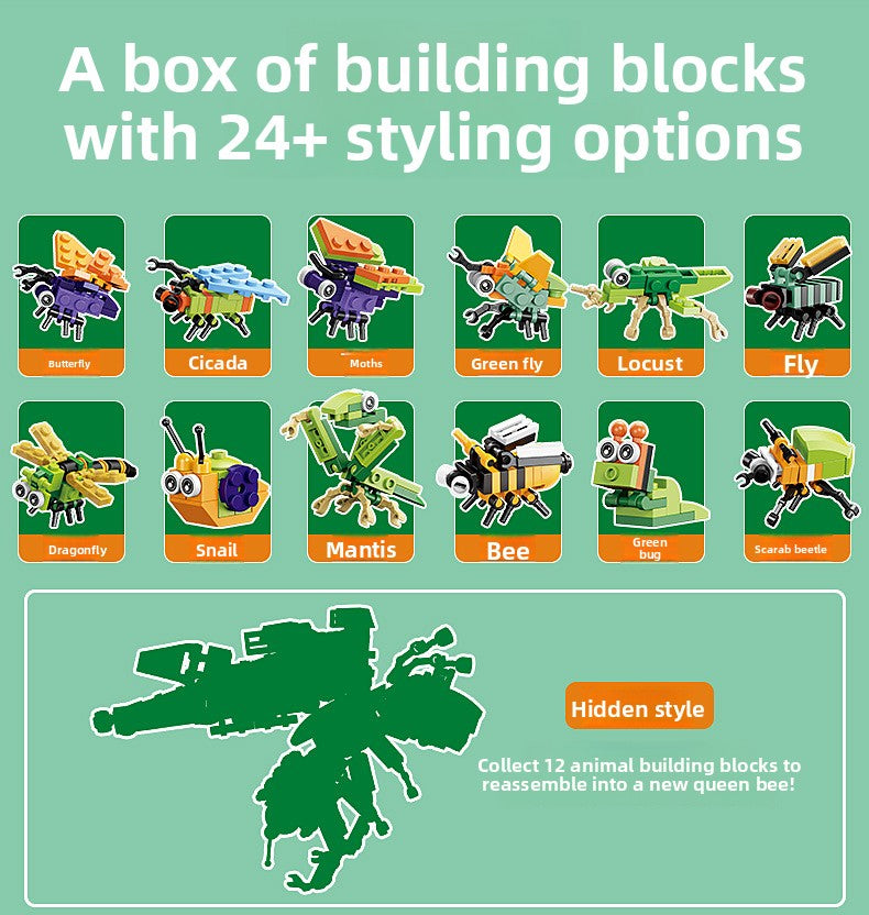 Building Blocks Christmas Calendar Blind Box Countdown 24 Grids Children's DIY Car Dinosaur Building Blocks Tear-off Blind Box