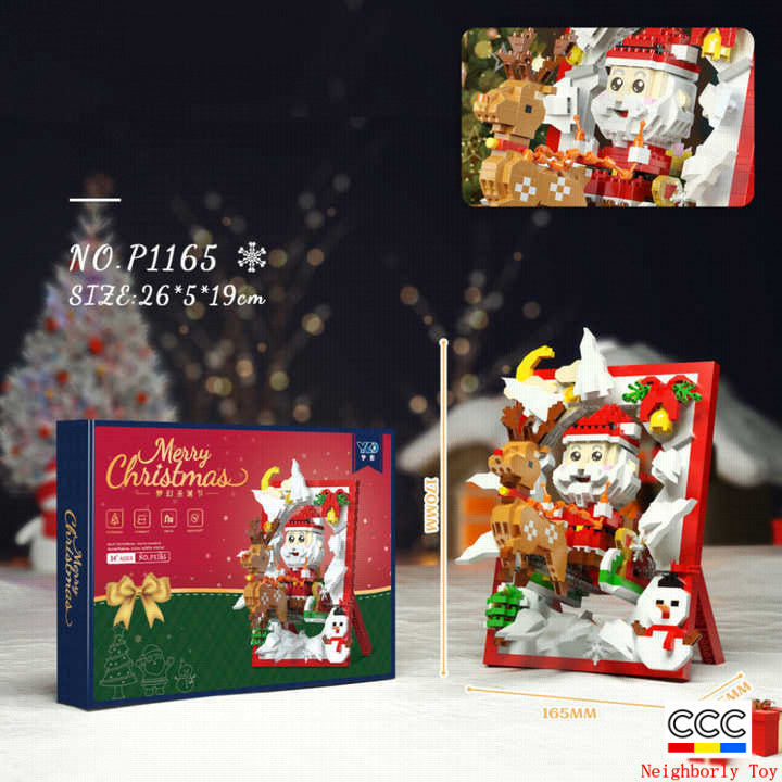 Creative Diy2025 Decorations Cross-Border Christmas Building Block Toys Children's Christmas Gifts 3D Santa Claus Photo Frame