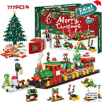 Building Blocks Christmas Calendar Blind Box Countdown 24 Grids Children's DIY Car Dinosaur Building Blocks Tear-off Blind Box