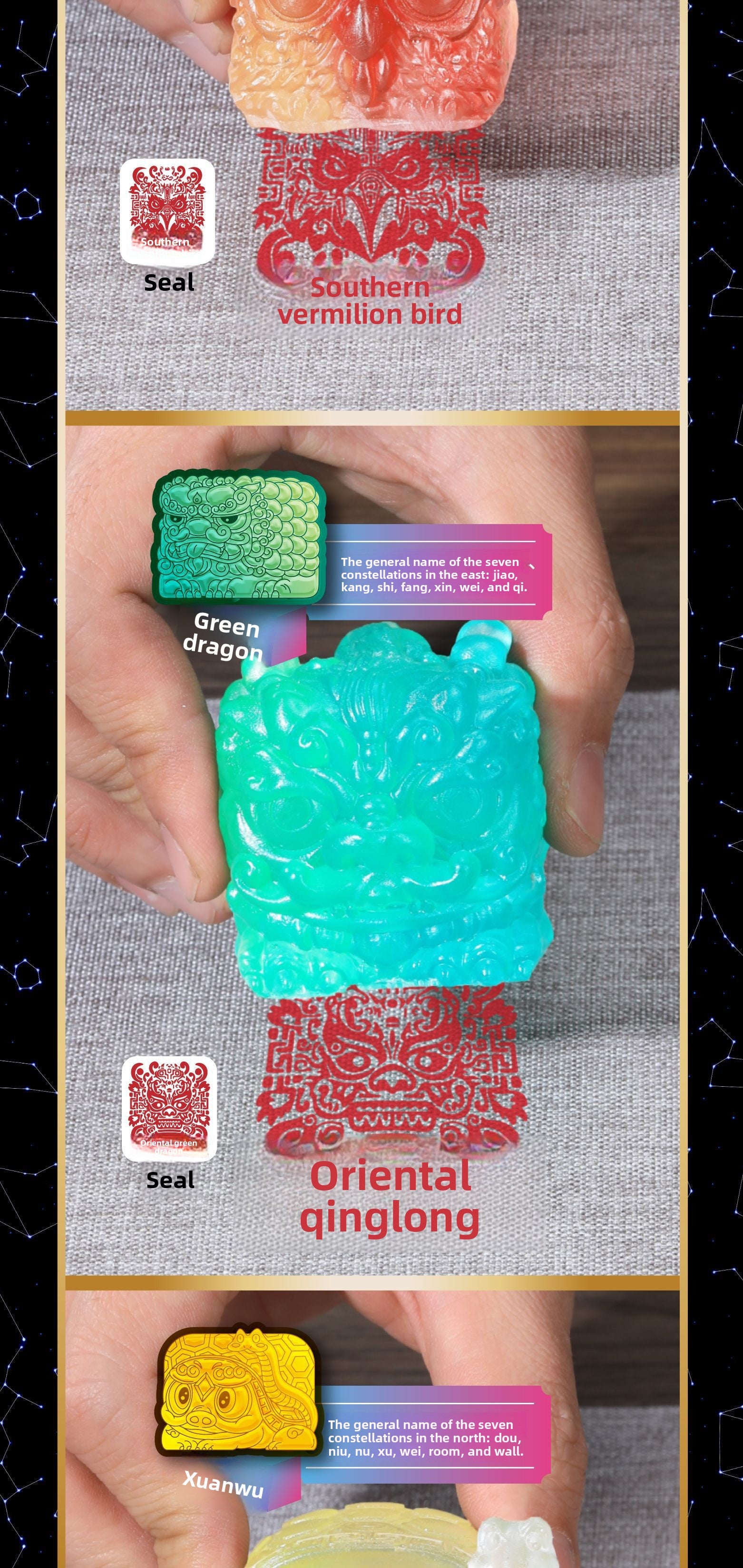 Unboxing Ancient Mythical Beast Treasure Set 4 Pcs Vermilion Bird Blue Dragon White Tiger Black Turtle Sealed Mystery Capsule Collectible Toys for Kids Adults