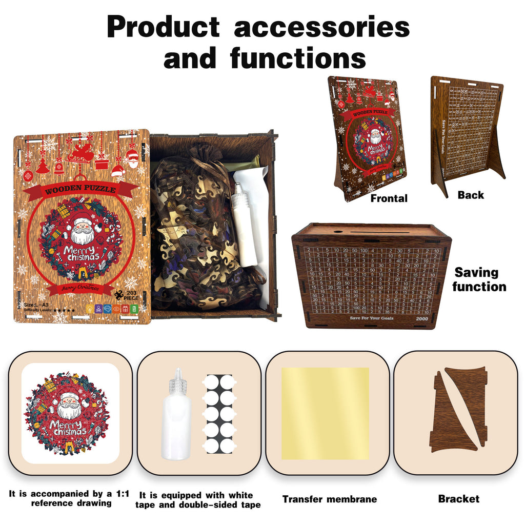 Cross-Border Wooden Santa Claus Puzzle Toy Irregular Shaped Puzzle Game Money Box Gift Stress Relief Game