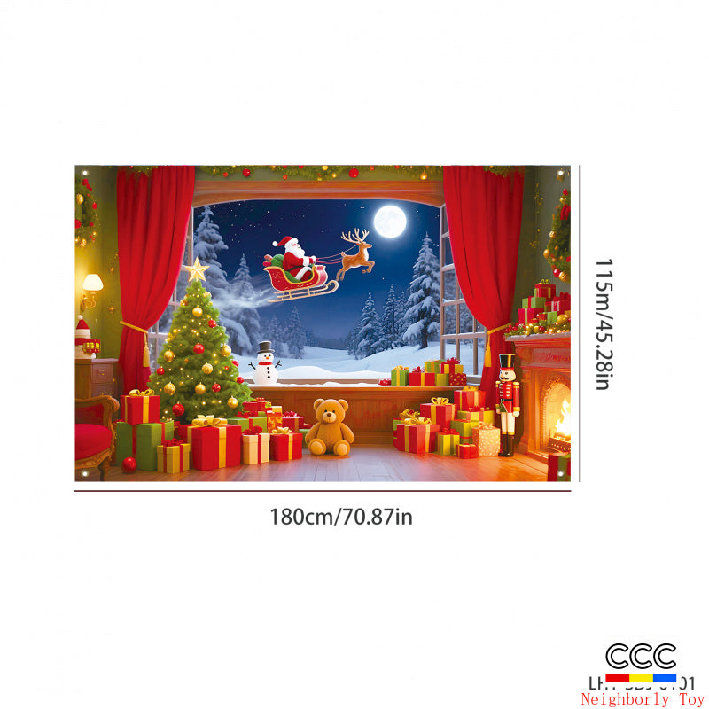 Cross-Border New Christmas Dessert Shop Background Banner Party Atmosphere Decoration Scene Setup Props Supplies