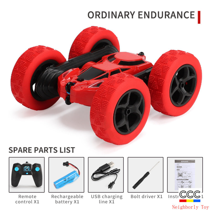 Cross-Border Double-Sided Stunt Car High-Speed 360-Degree Rotating Tumbling Car with Lights Children's Remote Control Car Toy Manufacturer