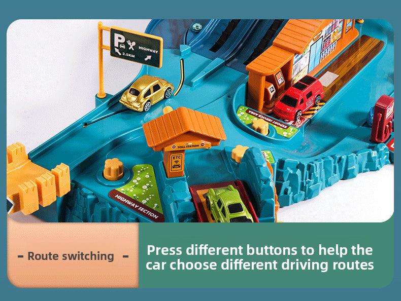 Children's Dinosaur Winding Road City Combination Track Car Adventure Parking Building Educational Toy for Boys