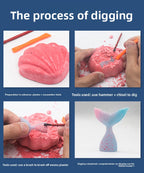 New Mermaid Tail Archaeological Dig Blind Box - Kids DIY Mini Colorful Dinosaur Gem Treasure Hunt Toy