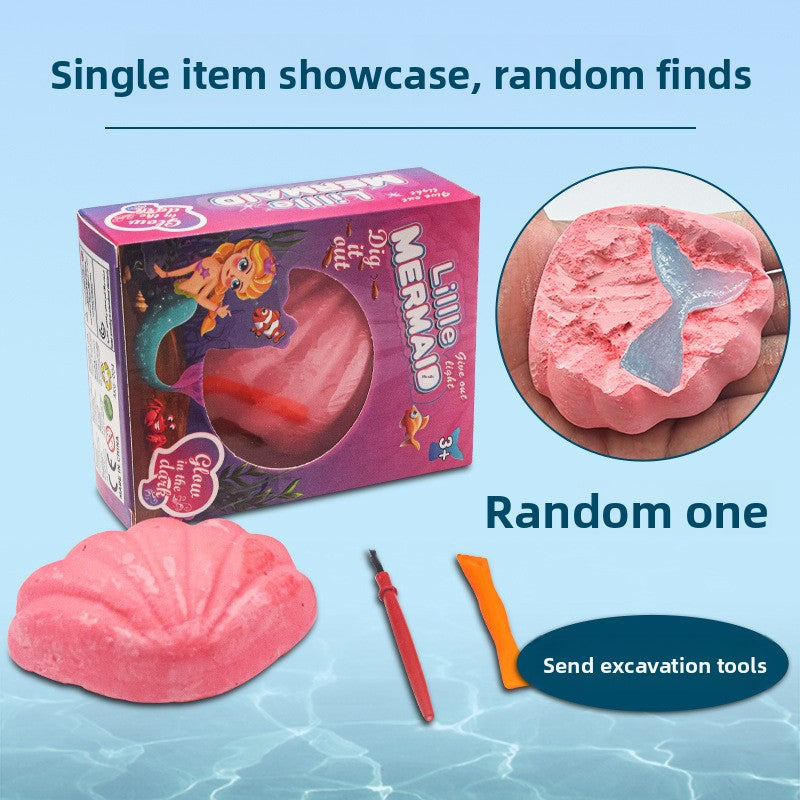 New Mermaid Tail Archaeological Dig Blind Box - Kids DIY Mini Colorful Dinosaur Gem Treasure Hunt Toy