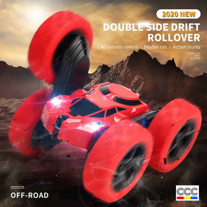 Cross-Border Double-Sided Stunt Car High-Speed 360-Degree Rotating Tumbling Car with Lights Children's Remote Control Car Toy Manufacturer