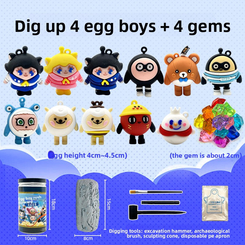 Egg Rush DIY Archaeological Dig Blind Box for Kids - Fun Treasure Hunting Model Toy
