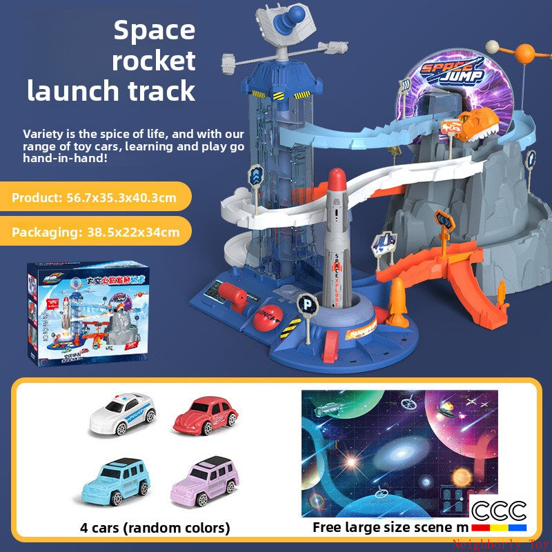 Children's Dinosaur Winding Road City Combination Track Car Adventure Parking Building Educational Toy for Boys