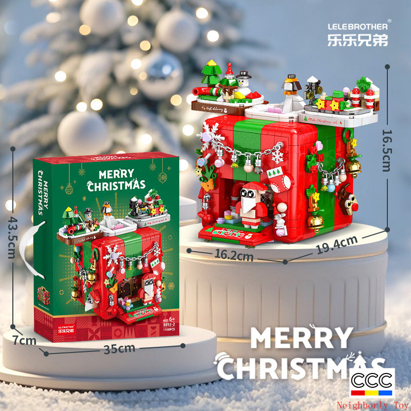 Compatible with LEGO Christmas Mechanism Box Santa Claus Building Blocks Toy Educational Assembly Gift for Men and Women Wholesale Dropshipping