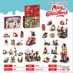 Building Blocks Christmas Calendar Blind Box Countdown 24 Grids Children's DIY Car Dinosaur Building Blocks Tear-off Blind Box