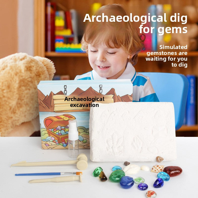 Colorful Gem & Dinosaur Fossil Archaeological Dig Blind Box - Kids DIY Educational Toy
