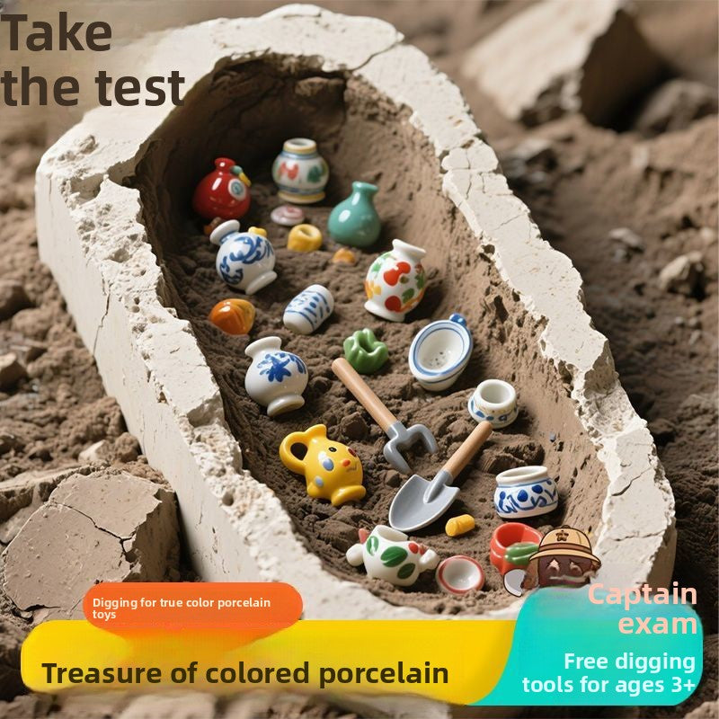 Blue and White Porcelain Treasure Dig Kit - Girls DIY Traditional Culture Archaeological Blind Box Gift