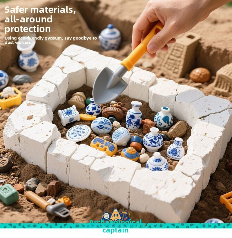 Blue and White Porcelain Treasure Dig Kit - Girls DIY Traditional Culture Archaeological Blind Box Gift