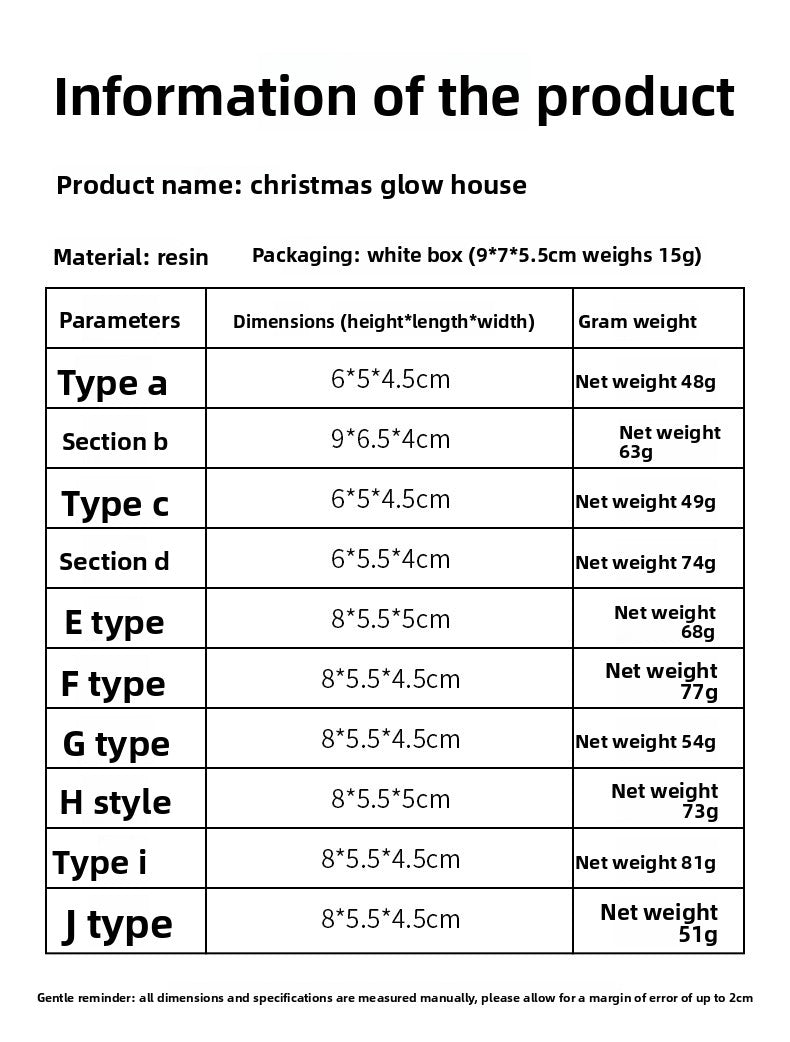 Cross-Border New Christmas Decorations Resin Christmas Small House Micro Landscape Luminous Snow House Ornaments Christmas Gifts