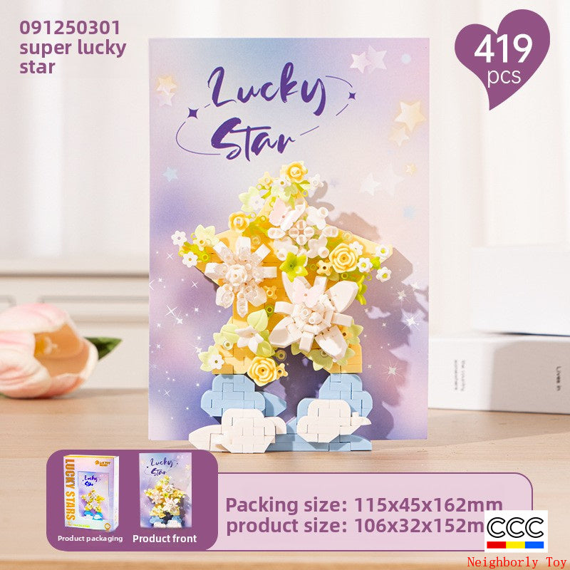 Cross-Border Building Blocks Eternal Flower Transparent Building Blocks Display Cover Home Decoration Desktop Trendy Assembly Toys Gift Wholesale