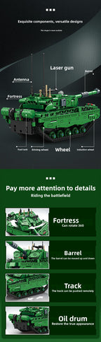 Mingdi 2.4G Remote Control Building Blocks 99A Tank Military Model Compatible with Lego Assembly Children's Toys Student Gift