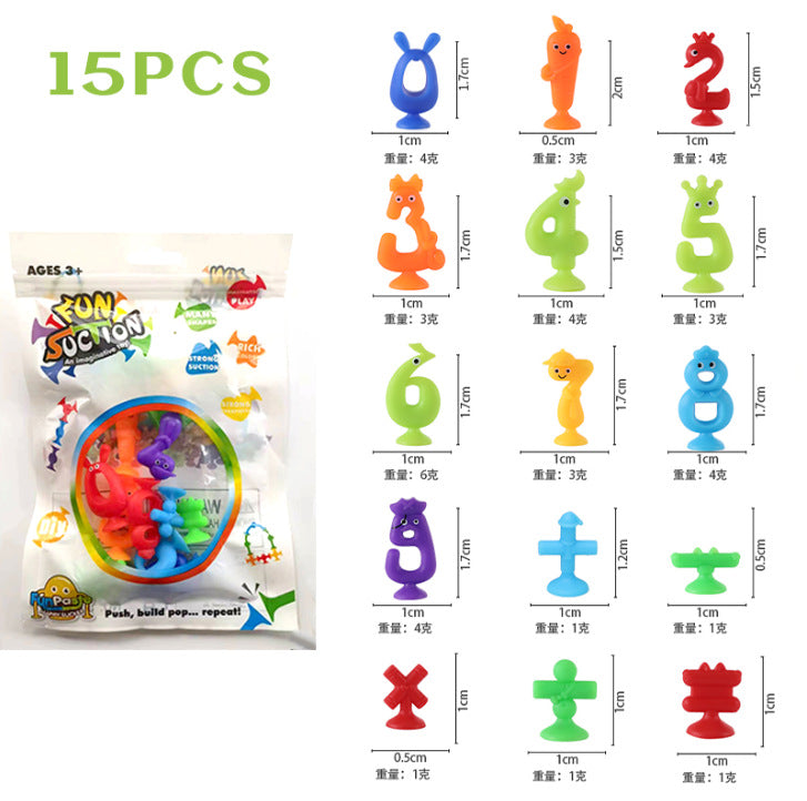 Cross-Border Hot Selling Luscious Suctions Sticky Music Children's Educational Sucker Soft Building Blocks Variety Assembling Science and Education Kindergarten Teaching Aids