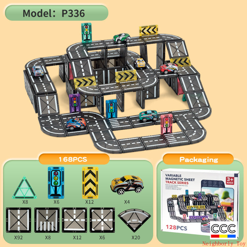 Slide Track Ball Magnetic Tiles Building Blocks Cross-Border Amazon Intelligence Assembly Boys' Toy Gift