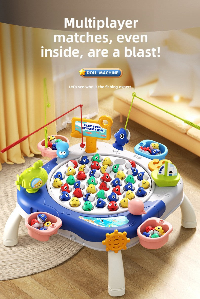 Children's Magnetic Fishing Toy Baby Early Education Educational Boys and Girls Electric Large Rotating Fishing Plate Parent-Child Interaction