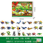 Building Blocks Christmas Calendar Blind Box Countdown 24 Grids Children's DIY Car Dinosaur Building Blocks Tear-off Blind Box