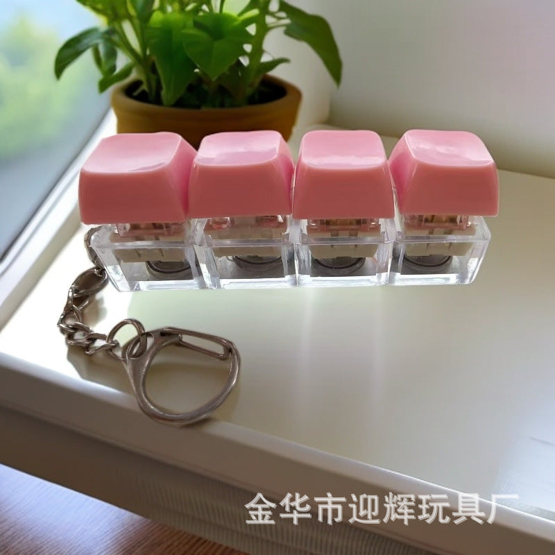 Stress Relief One-Line Four-Key Mechanical Keyboard Switch Tester Macaron Finger Squeeze Stress Relief Keychain