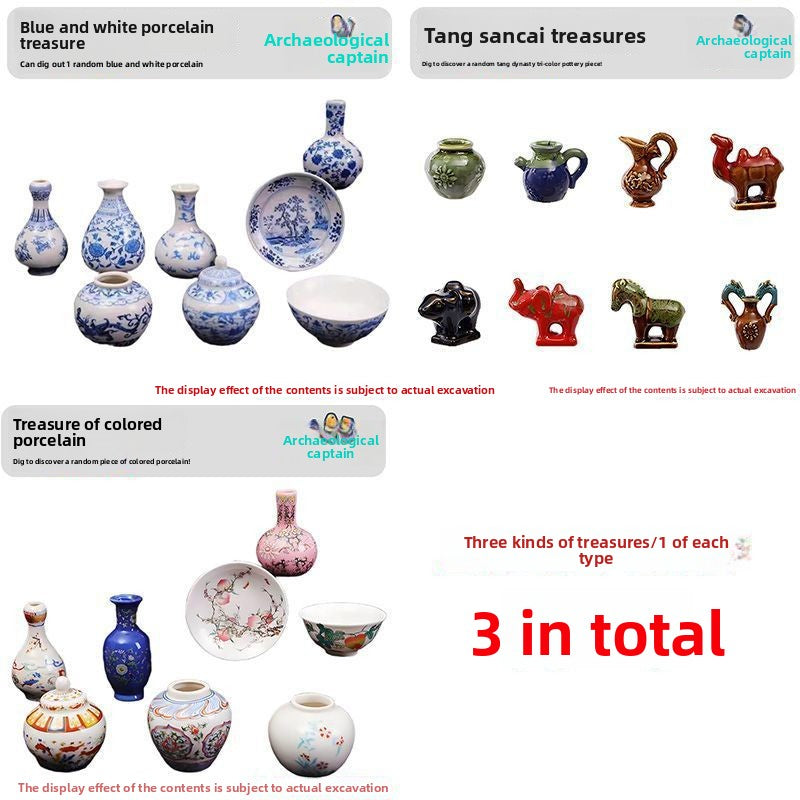 Blue and White Porcelain Treasure Dig Kit - Girls DIY Traditional Culture Archaeological Blind Box Gift