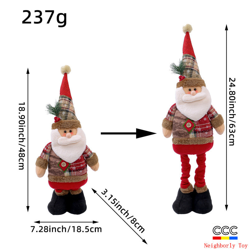 Jingchen Cross-Border Christmas Retractable Doll Window Display Santa Claus Snowman Standing Doll Holiday Decoration