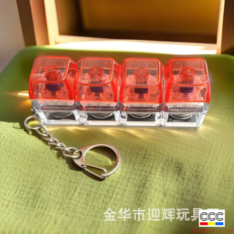 Stress Relief One-Line Four-Key Mechanical Keyboard Switch Tester Macaron Finger Squeeze Stress Relief Keychain