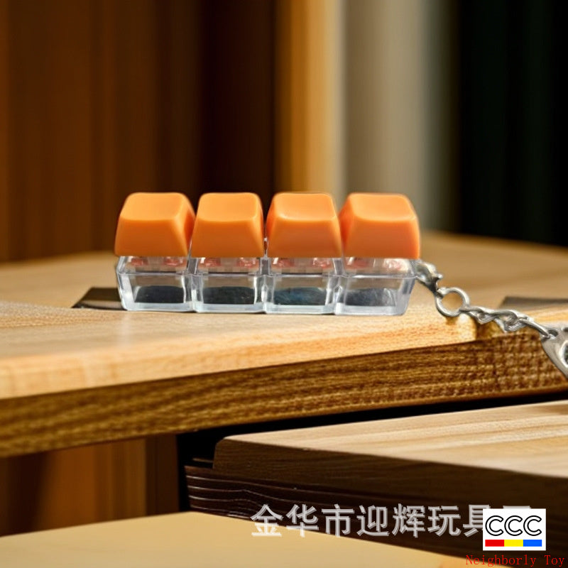 Stress Relief One-Line Four-Key Mechanical Keyboard Switch Tester Macaron Finger Squeeze Stress Relief Keychain