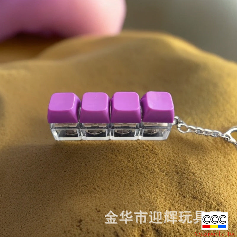 Stress Relief One-Line Four-Key Mechanical Keyboard Switch Tester Macaron Finger Squeeze Stress Relief Keychain
