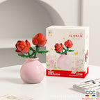 Cross-Border Building Blocks Eternal Flower Transparent Building Blocks Display Cover Home Decoration Desktop Trendy Assembly Toys Gift Wholesale