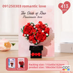 Cross-Border Building Blocks Eternal Flower Transparent Building Blocks Display Cover Home Decoration Desktop Trendy Assembly Toys Gift Wholesale