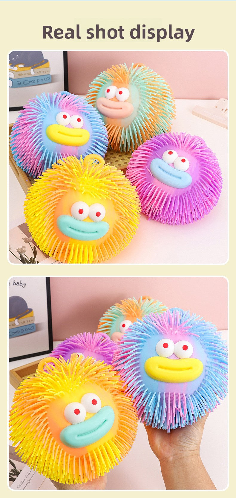 Creative Stress Relief Squeeze Toy Hot Fluffy Ball Soft TPR Big Mouth Vent Ball EDC Stress Relief Toy