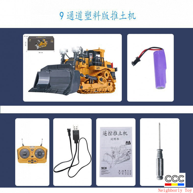 2.4G Alloy Remote Control Excavator Dump Truck Bulldozer Engineering Vehicle Toy Bilingual