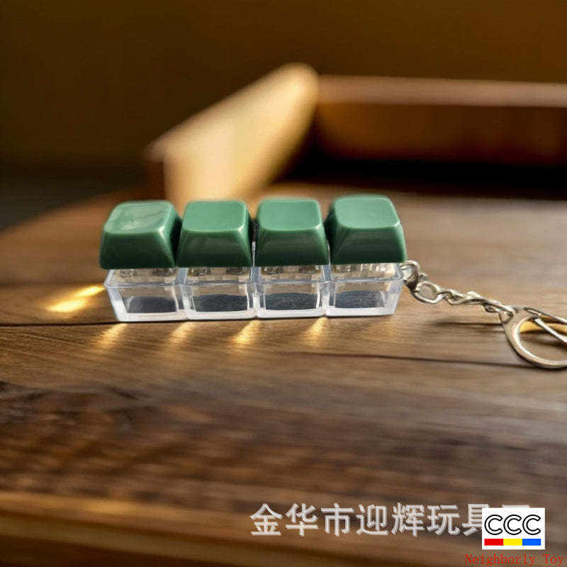 Stress Relief One-Line Four-Key Mechanical Keyboard Switch Tester Macaron Finger Squeeze Stress Relief Keychain